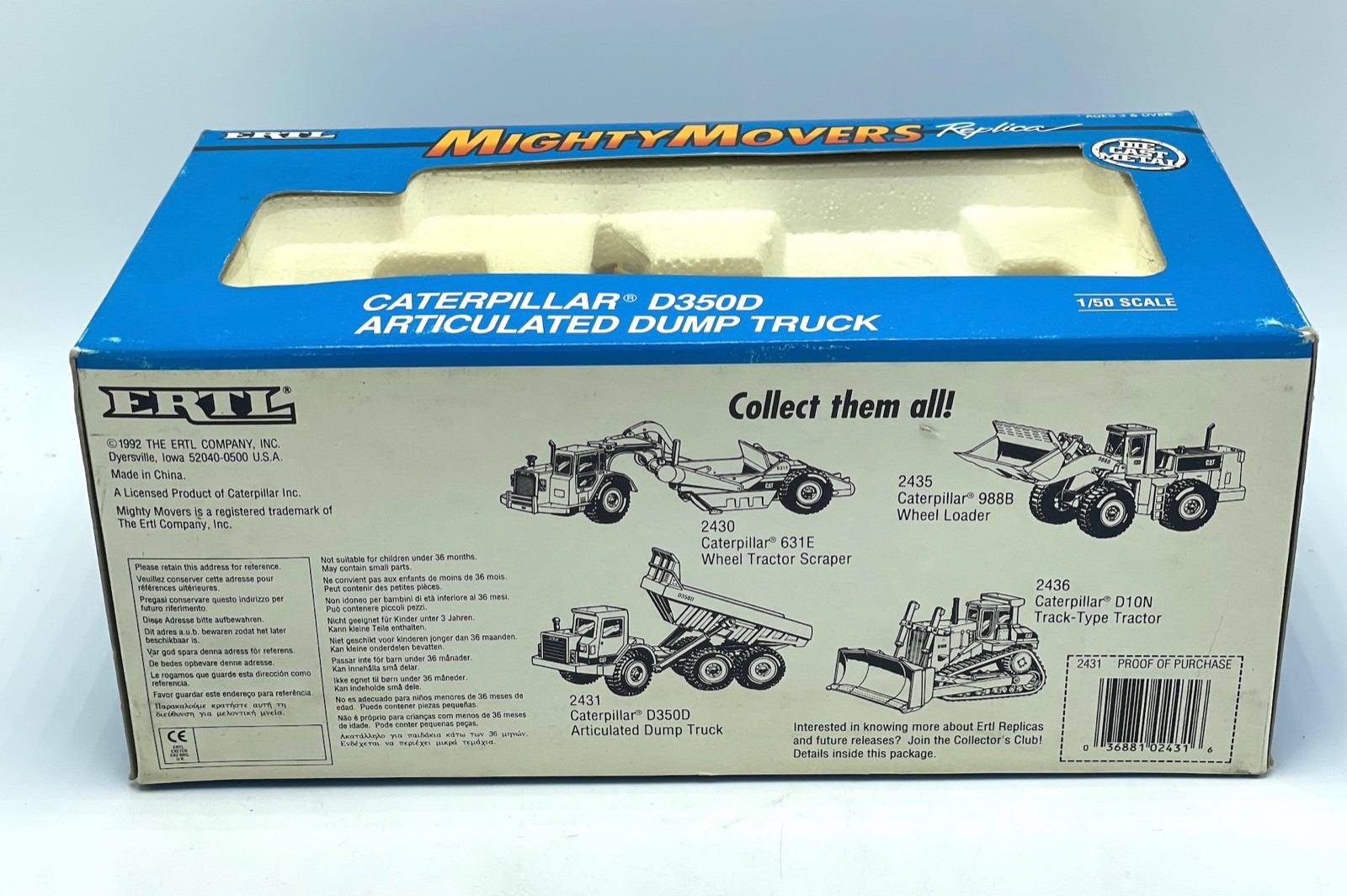 1:50 Scale ERTL MIGHTY MOVERS Caterpillar D350D Articulated Dump Truck 1992 CAT