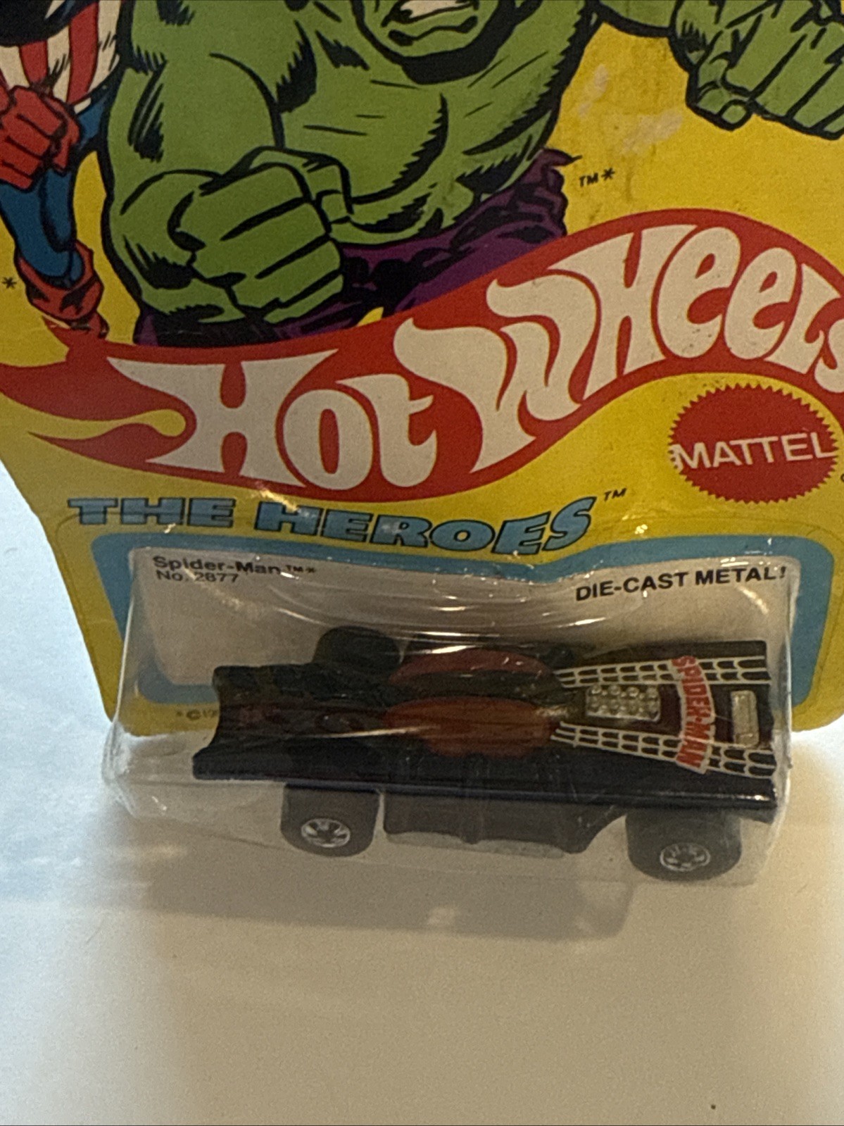 Hot Wheels Carded 1980 Spider-Man Car The Heroes New Unopened Yellow Card 2877