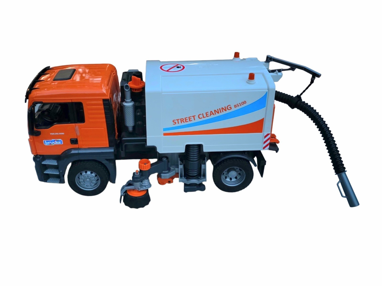 BRUDER MAN TGS 26.500 1:16 Street Sweeper Truck Orange/White Plastic 2009 EUC ✅️