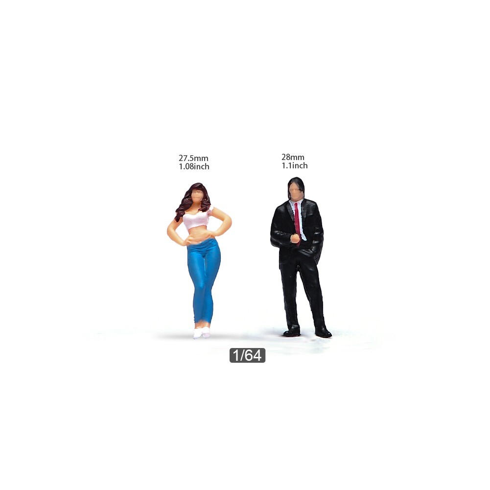 VM 1:64 Gentleman & Beauty Girl 2pc Set Doll Resin Miniature Figures Toys Scene