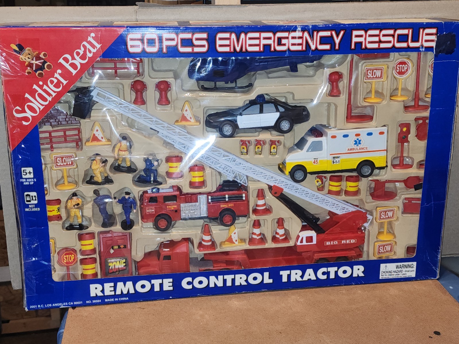 Soldier Bear 60pcs Emergency Rescue Ambulance, Fire truck Remote Control Tractor
