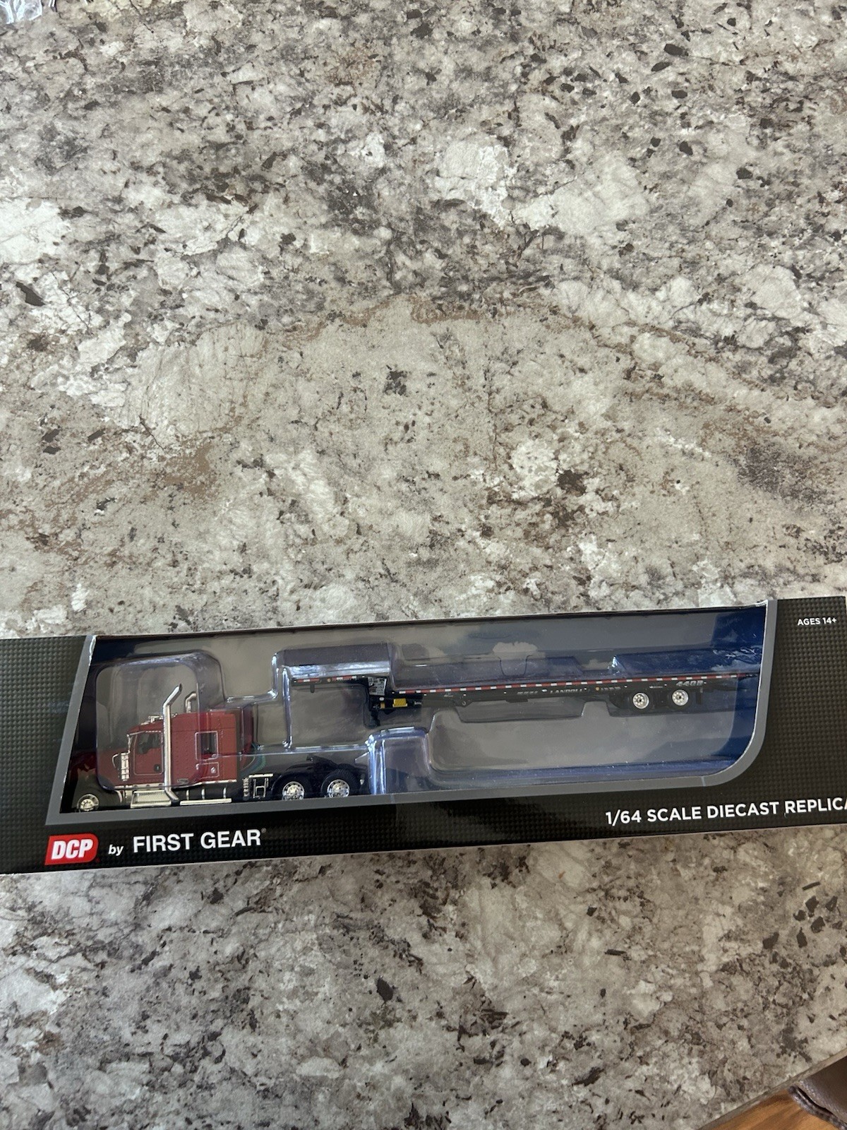 1/64 Black/Red Kenworth W900L Landoll 440B-50CA Traveling Axle Trailer 60-2034