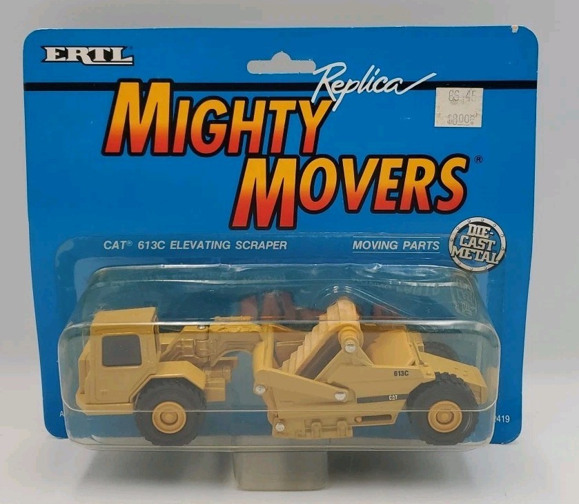Caterpillar 613C Elevating Scraper 1992 ERTL Mighty Movers 1/64 diecast #2419