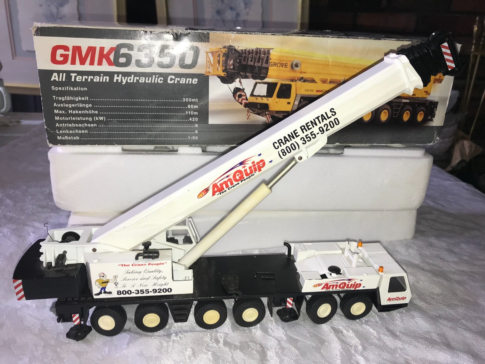 CONRAD 2091/02 Grove 6350 Hydraulic CRANE Red/White AMQUIP 1/50 Die-cast MODEL