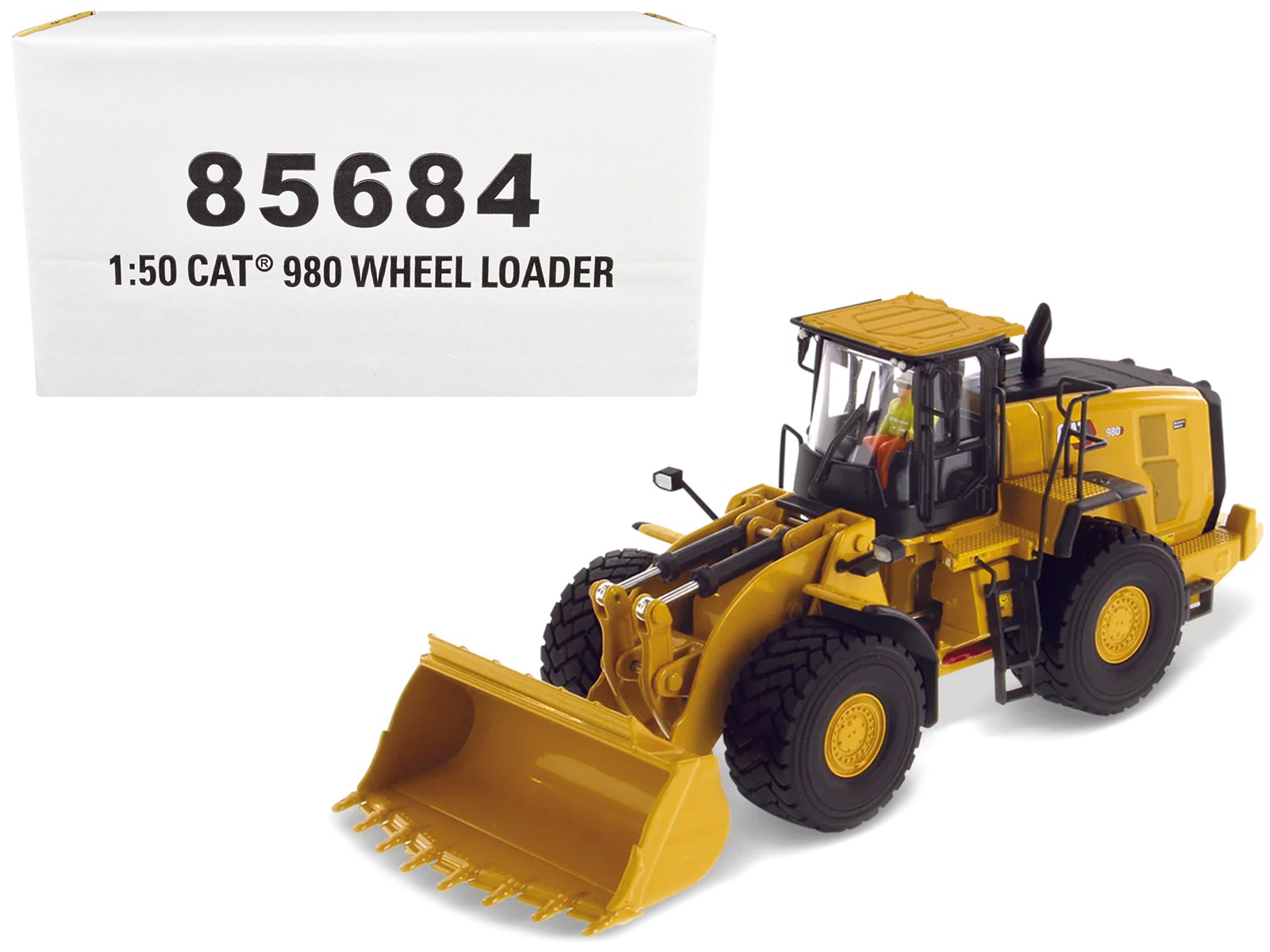 CAT Caterpillar 980 Wheel Loader Yellow with Operator 1/50 High Line Series