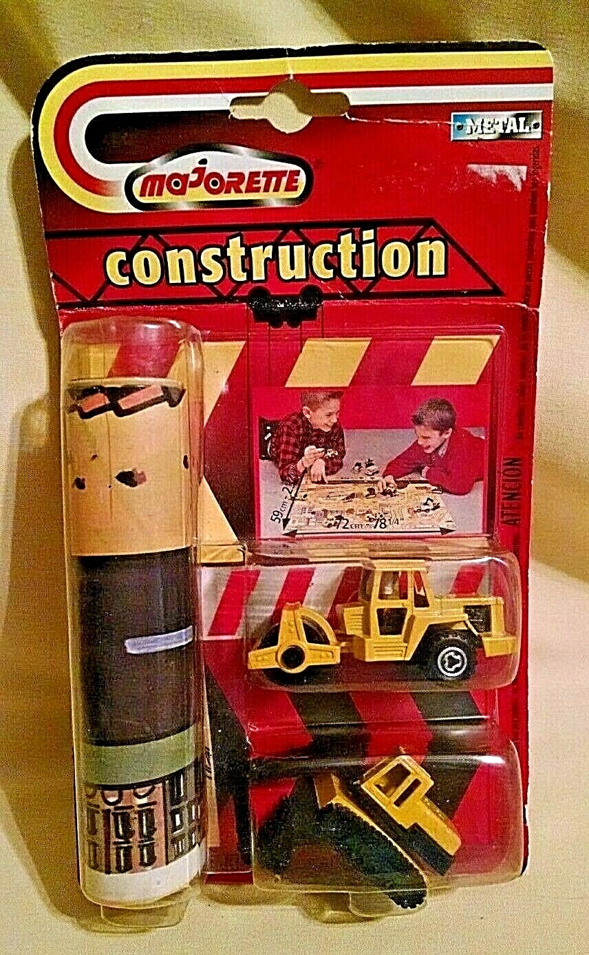 MAJORETTE CONSTRUCTION SET PLAYMAT COMPACTOR ROAD ROLLER EXCAVATOR NOS FRANCE.