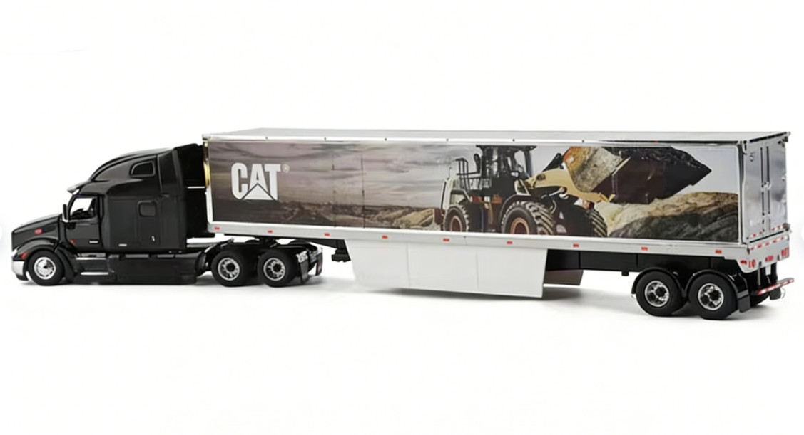 1:50 DM Peterbilt 579 Ultra Loft Tractor with Cat Mural Trailer Diecast Model